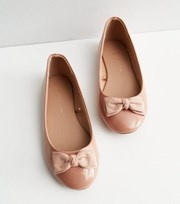 New Look Wide Fit Cream Patent Bow Ballerina Pumps